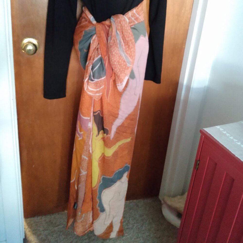 Artsy Naked Women Shawl/Scarf/Wrap 100% Silk Twill By Dora Nola ~ A Work of Art!